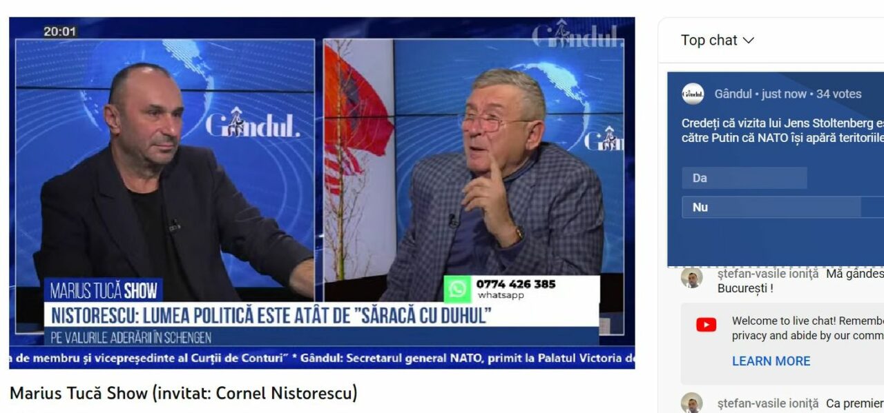 Poll Marius Tucă Show: „Credeți că vizita lui Jens Stoltenberg este un mesaj clar către Vladimir Putin că NATO își apără teritoriile?”