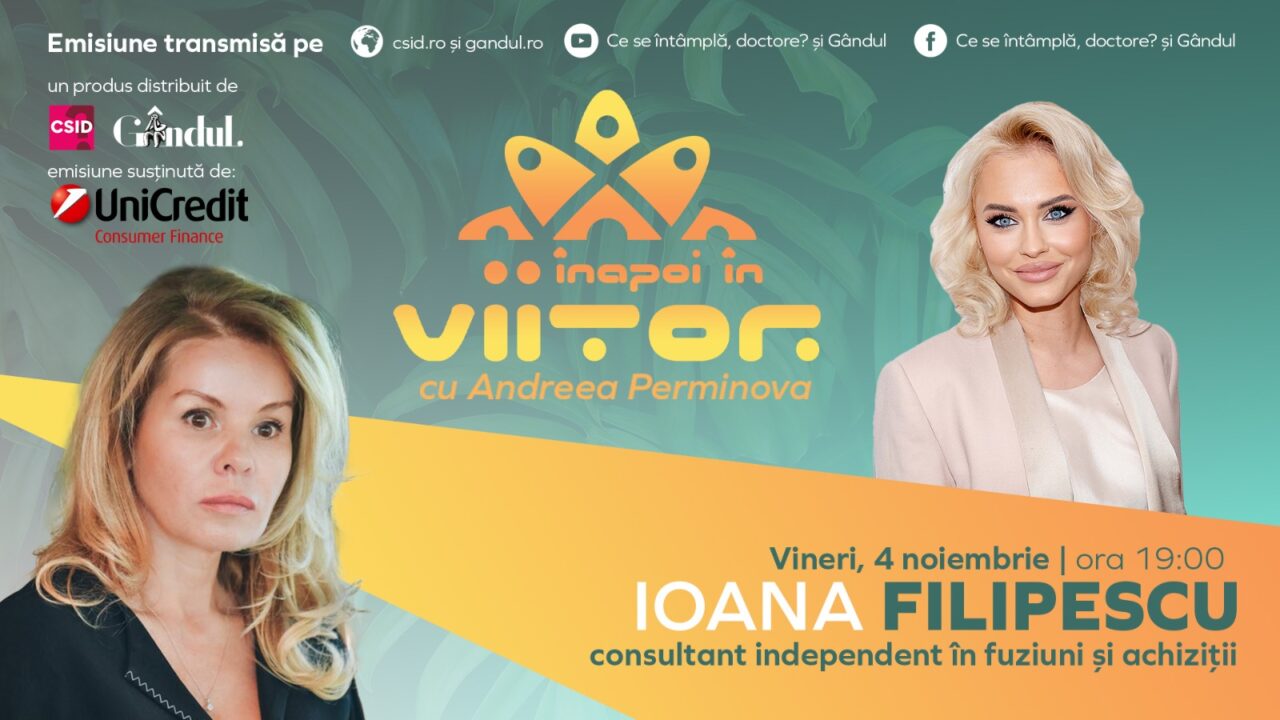 Ioana Filipescu este invitată la ,,Înapoi în viitor’’, vineri, 4 noiembrie, de la ora 19:00