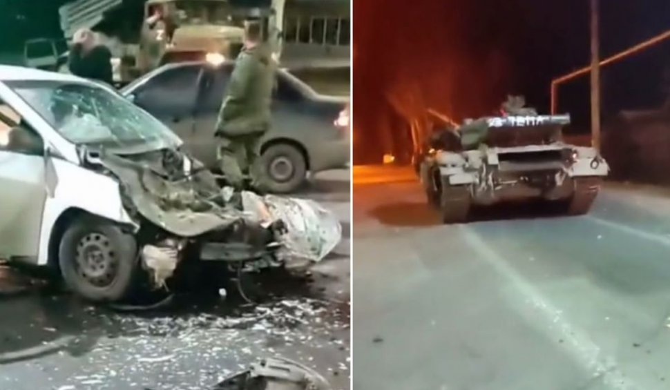 Accident grav între un taxi și un tanc în Donețk: ”GTA. Urmărire de 5 stele”