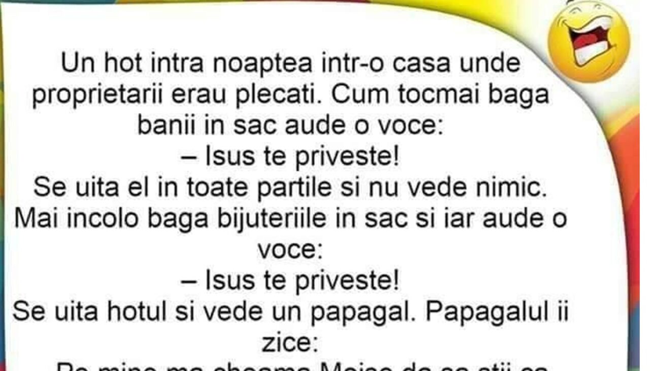 Bancul de marți | Un hoț intră într-o casă, unde proprietarii erau plecați. Aude o voce