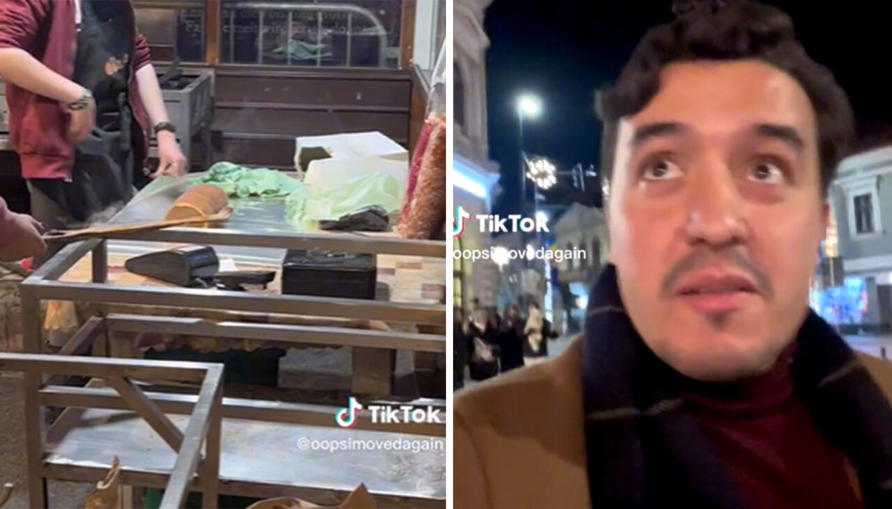 Cum a reacționat acest turist din SUA, după ce a văzut cum se prepară kurtos colac la Târgul de Crăciun din Cluj-Napoca