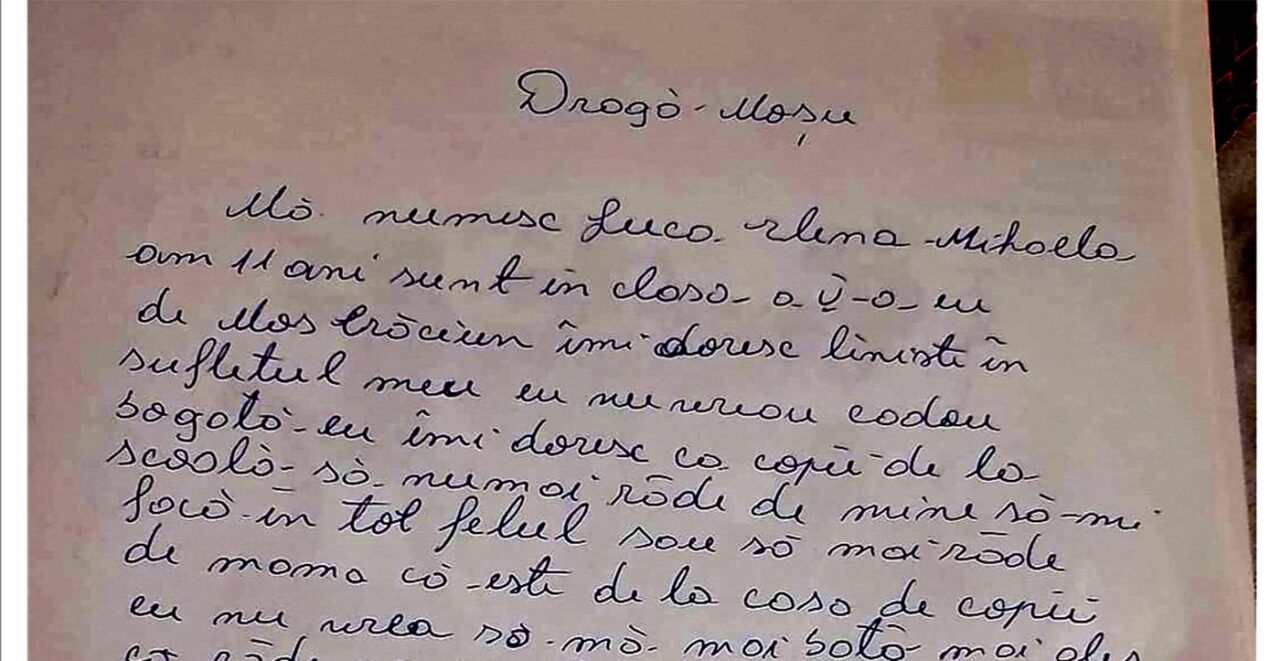 Scrisoarea tulburătoare a Elenei, o elevă de 11 ani din Prahova: „Dragă Moșu’, nu vreau cadouri. Ci doar colegii să nu mai zică de mama mea că e…”