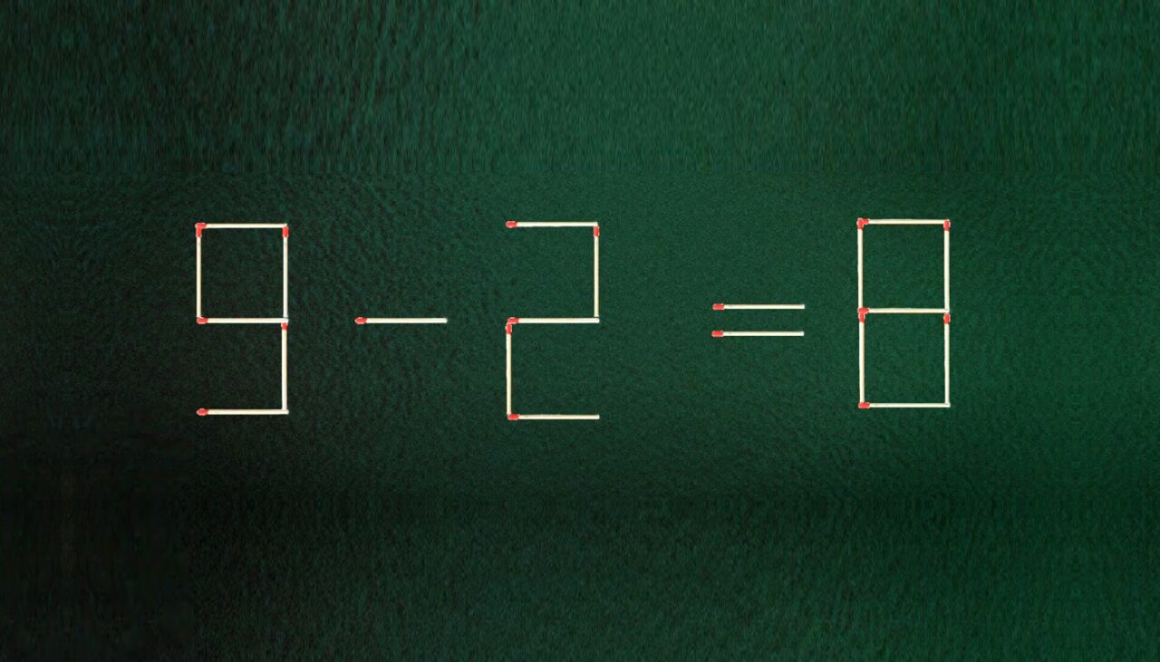 Test IQ cu chibrituri | Mutați 2 bețe pentru a corecta egalitatea: 9-2=8