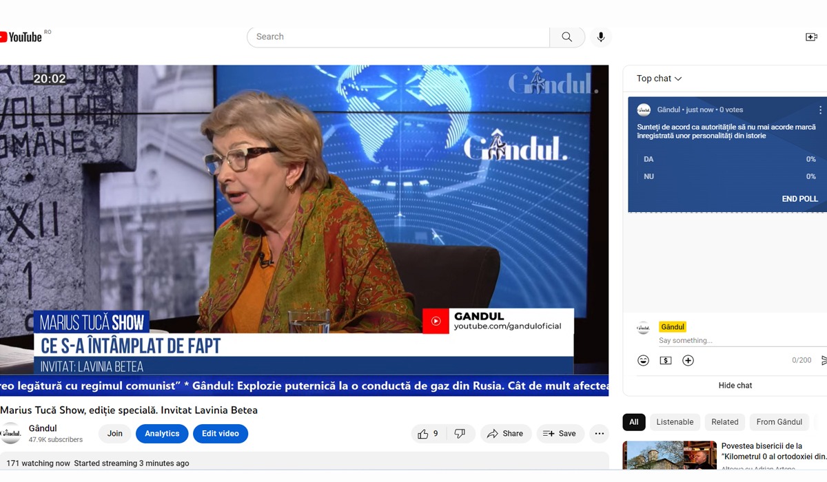 Poll Marius Tucă Show: „Sunteți de acord ca autoritățile să nu mai acorde marcă înregistrată unor personalități din istorie?”. Ce au răspuns telespectatorii