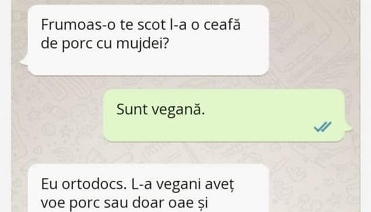 Bancul de joi | „Frumoas-o te scot l-a o ceafă de porc cu mujdei?”