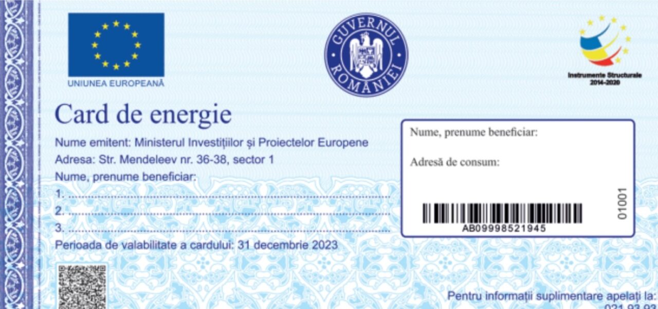 Ministerul Investițiilor și Proiectelor Europene a publicat certificatul de validare a datoriilor, pe care îl vor primi beneficiarii ajutorului pentru facturi. Cum arată cardul de energie