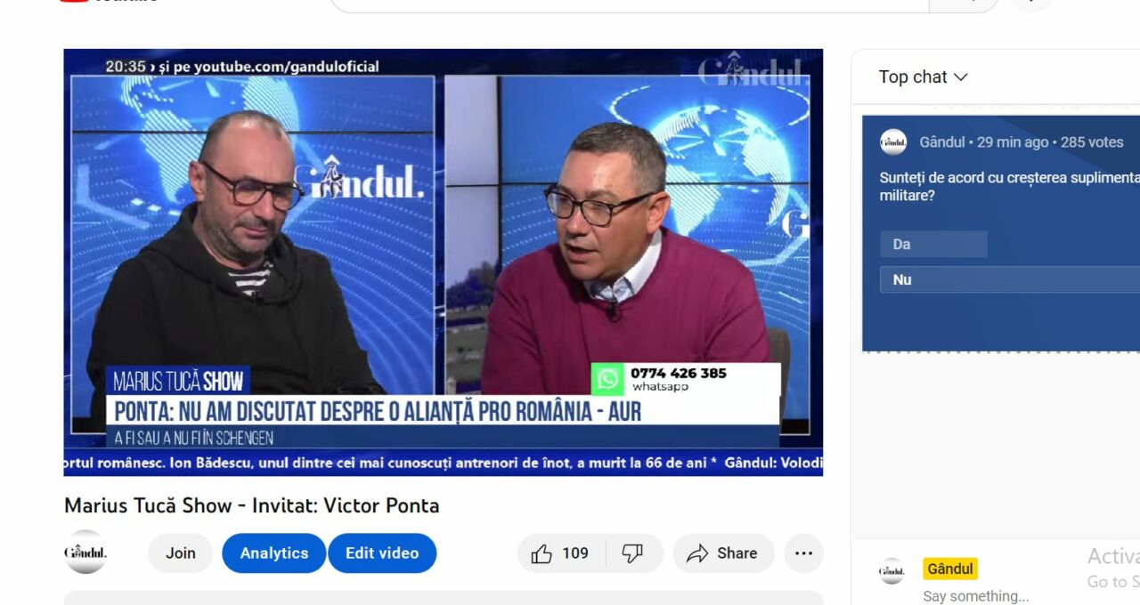 Poll Marius Tucă Show: „Sunteți de acord cu creșterea suplimentară a pensiilor militare?”