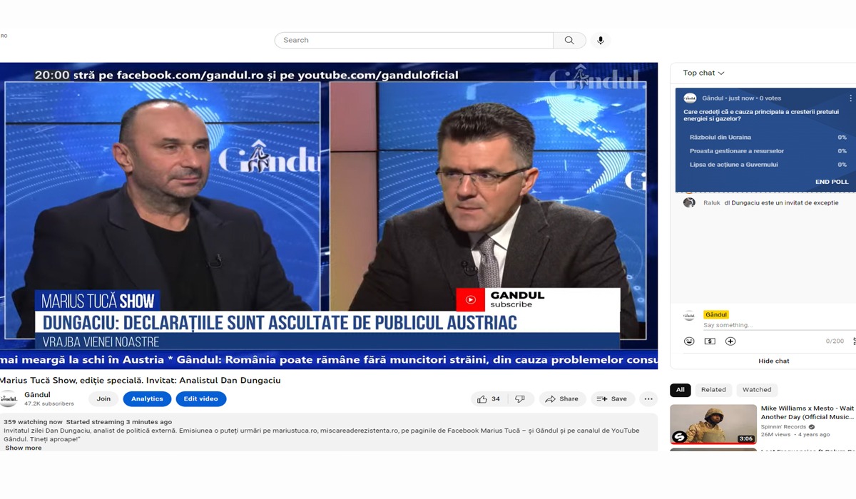 Poll Marius Tucă Show: „Care credeți că este cauza principală a creșterii prețului energiei și al gazelor?”. Au existat trei variante de răspuns