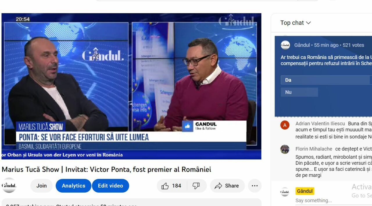 Poll Marius Tucă Show: „Ar trebui ca România să primească de la Uniunea Europeană compensații pentru refuzul intrării în Spațiul Schengen?