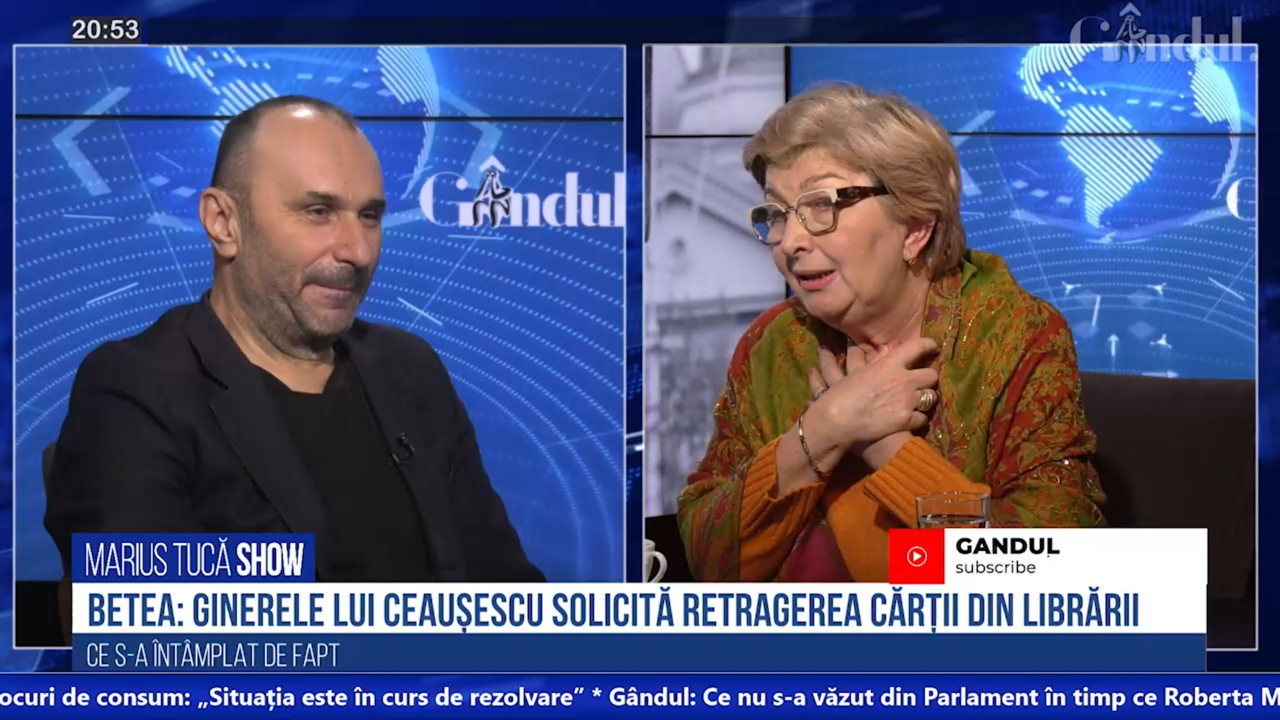 VIDEO | Lavinia Betea, despre faptul că ginerele lui Nicolae Ceaușescu cere retragerea unei cărți: „Avocatul pe care l-a ales nu i-a arătat Constituția actuală. Nu poți să pui monopol pe istoria țării”