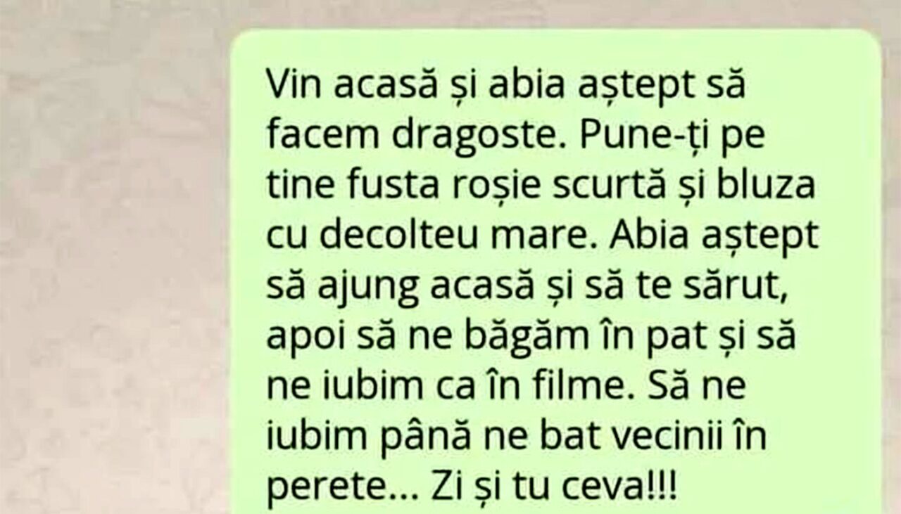 Bancul de marți | „Vin acasă și abia aștept să facem dragoste”