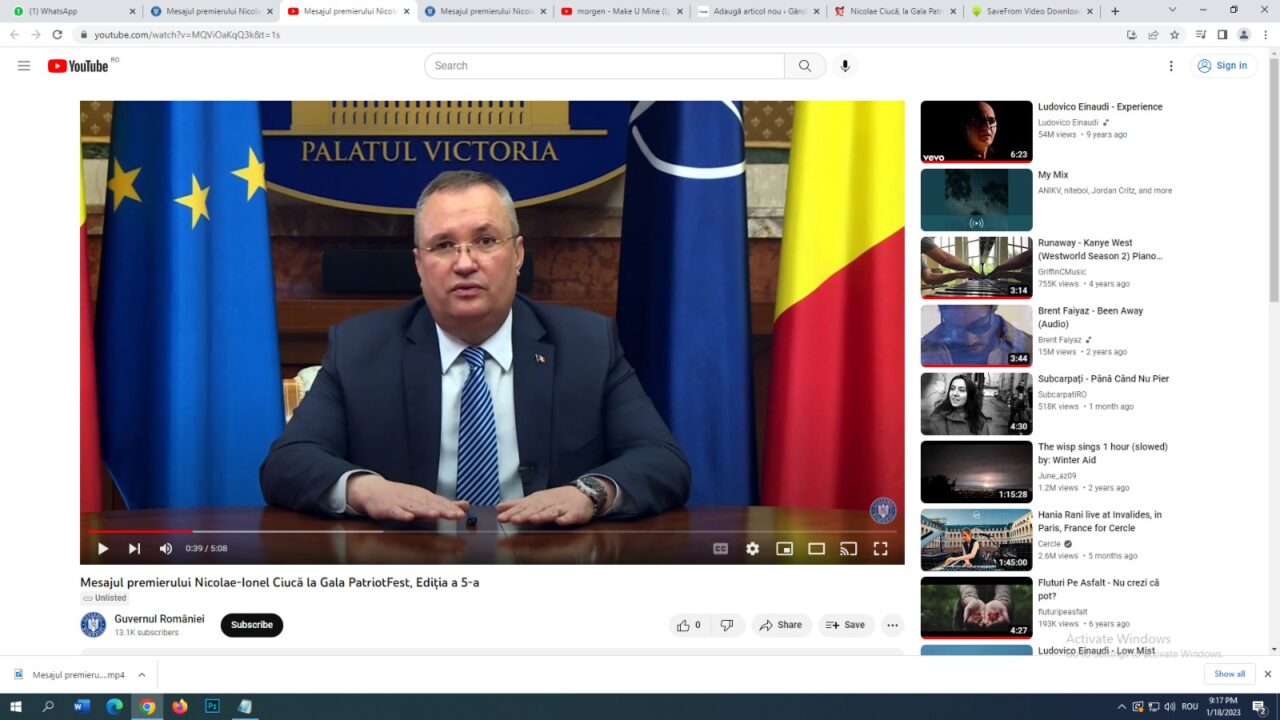 VIDEO | Premierul Nicolae Ciucă, la Gala PatriotFest: „Românii sunt creativi. Avem atâtea exemple de performanță, chiar de nivel internațional, în materie de cercetare și inovare”
