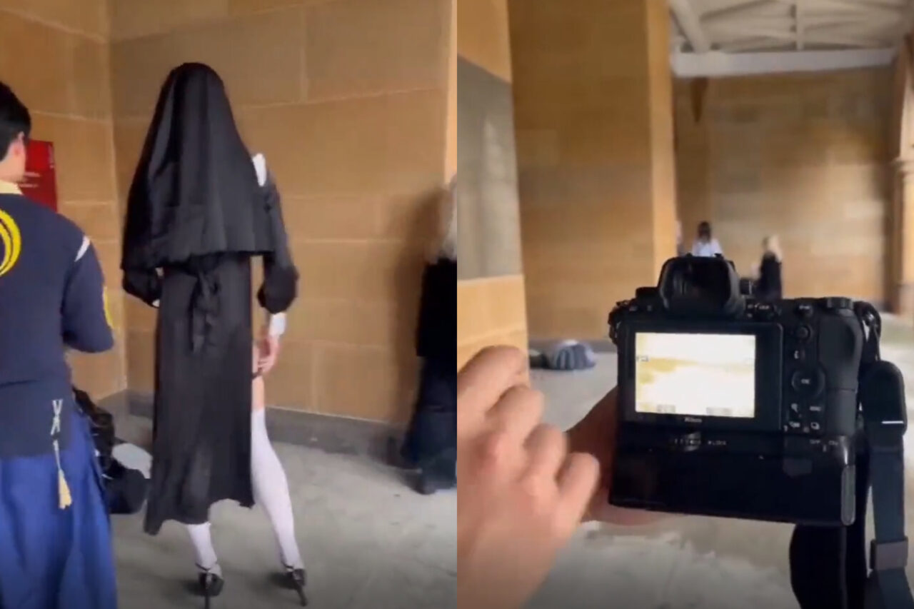 O „călugăriță” îmbrăcată sumar, dată afară din biserică. Scenele i-au înfuriat pe enoriași (VIDEO)