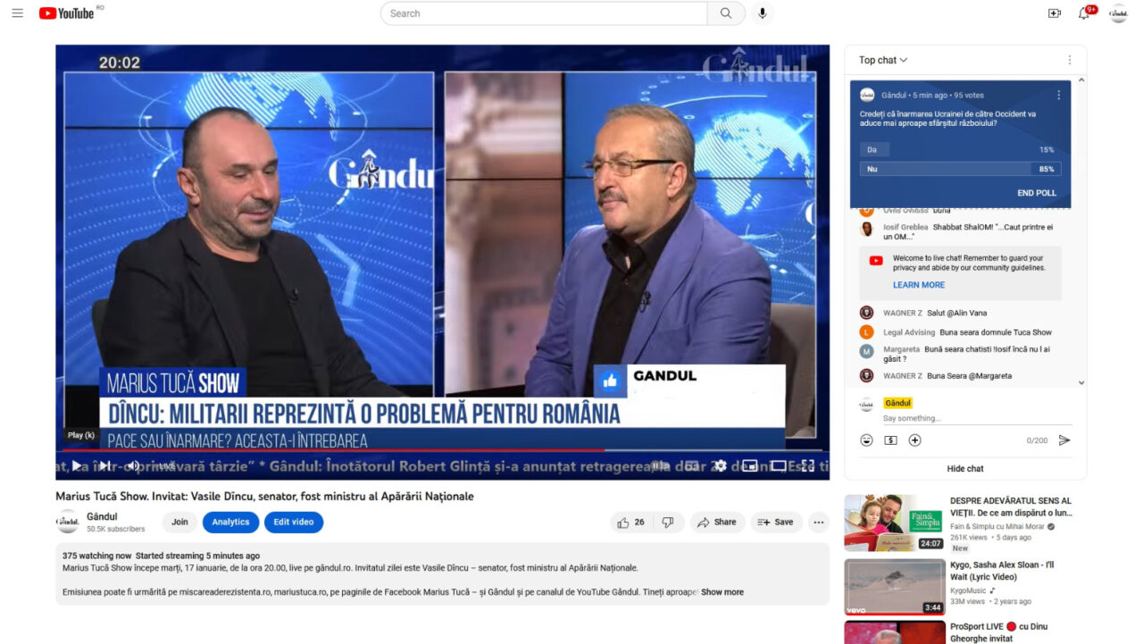 Poll Marius Tucă: „Credeți că înarmarea Ucrainei de către Occident va aduce mai aproape sfârșitul războiului?”. Ce au răspuns românii