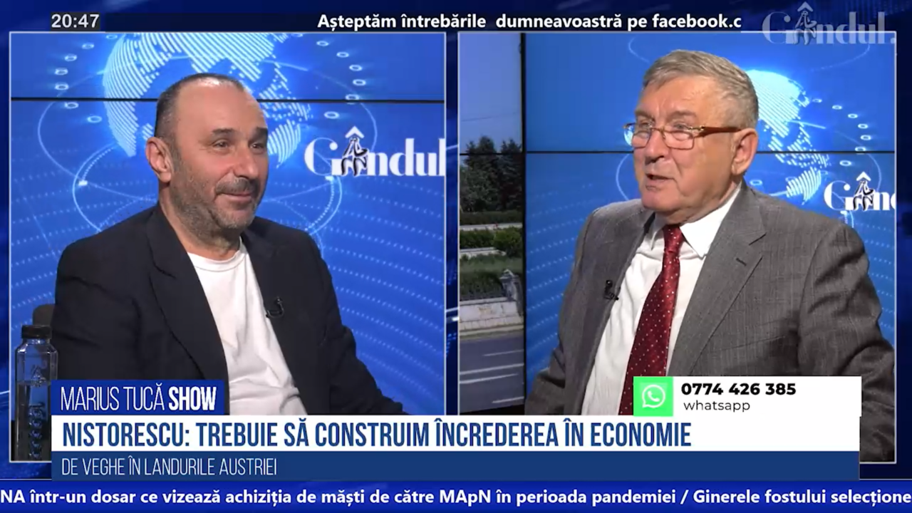 VIDEO | Cornel Nistorescu, jurnalist: „Trebuie să construim încrederea în economie. Avem nevoie de oameni care să conteze în societate”