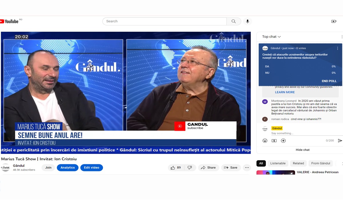 Poll Marius Tucă Show: „Credeți că atacurile ucrainenilor asupra teritoriilor rusești vor duce la extinderea războiului?”