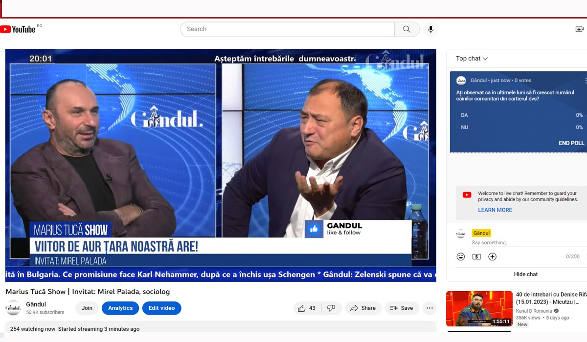 Poll Marius Tucă Show: „Ați observat ca în ultimele luni să fi crescut numărul câinilor comunitari din cartierul dumneavoastră?”