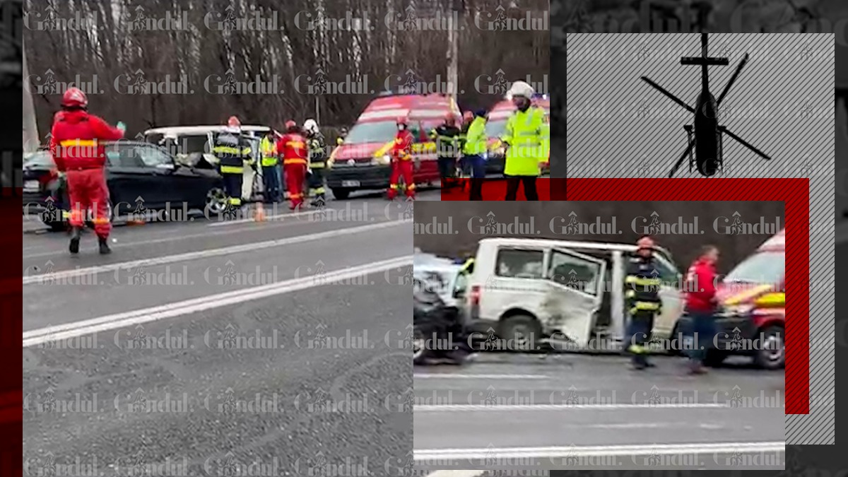 VIDEO: Grav accident de circulație la ieșirea din București: Patru oameni au ajuns la spital. A fost nevoie de intervenția elicopterului SMURD / Traficul a fost blocat complet în zonă
