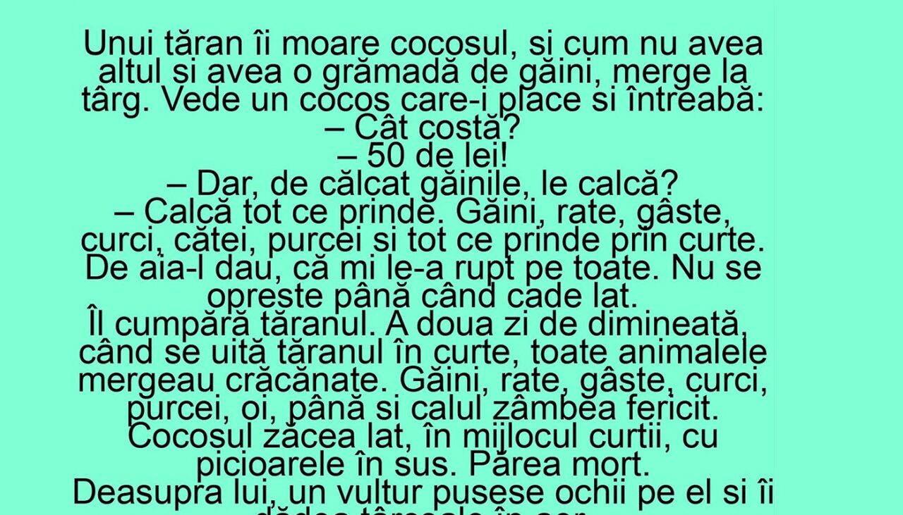 Bancul de sâmbătă | Povestea cocoșului de 50 de lei