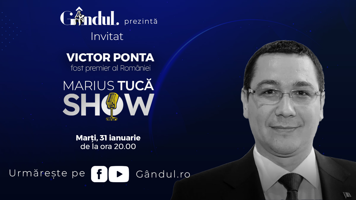 Marius Tucă Show începe marți, 31 ianuarie, de la ora 20.00, live pe gândul.ro. Invitatul zilei este Victor Ponta