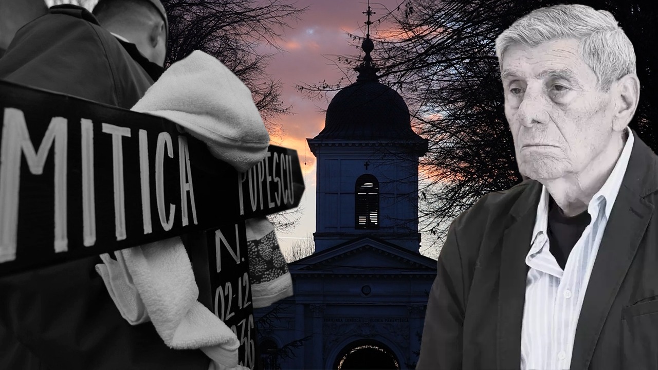 VIDEO | Sute de artiști, prieteni și oameni care l-au văzut în spectacole l-au condus pe ultimul drum pe Mitică Popescu. Florin Zamfirescu: „Ne-a părăsit un mare actor și un mare om. Puțini știu cum cânta, când dansa, era egal cu Fred Astaire”