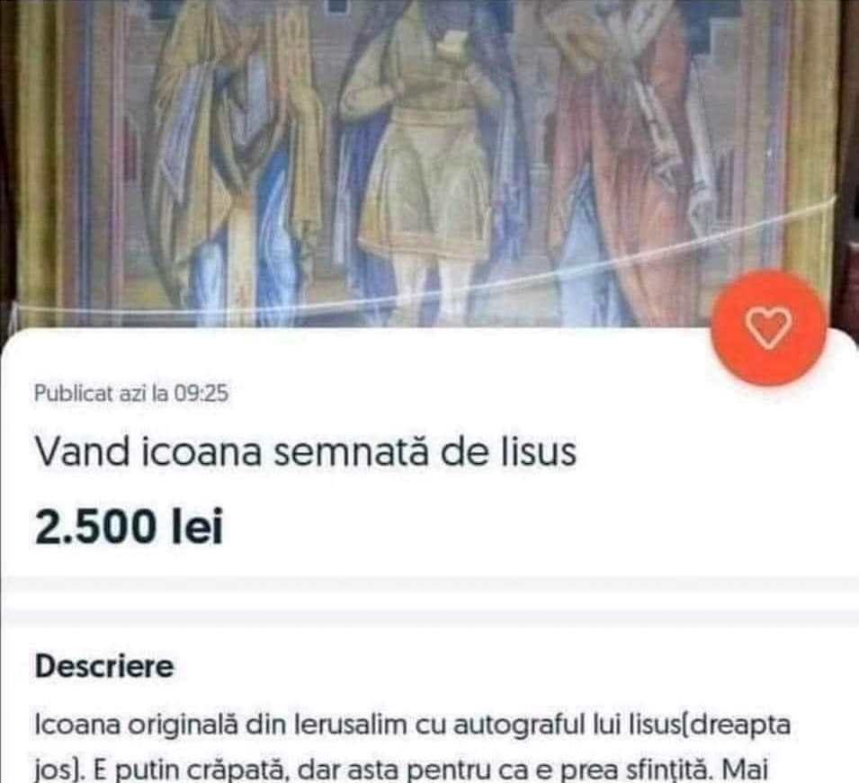 Ce preț cere un român pe o icoană „semnată de IISUS”. Anunțul are mii de vizualizări