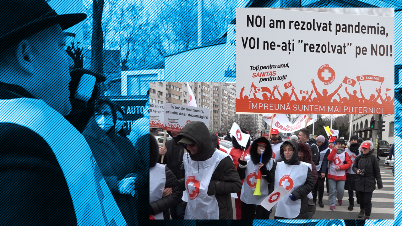 EXCLUSIV VIDEO | Angajați din sistemul sanitar au protestat în fața mai multor spitale din București. Vicepreședintele Federației Sanitas: „Am putea ajunge la grevă generală”
