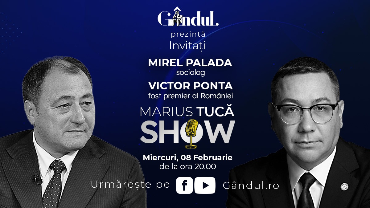 Marius Tucă Show începe miercuri, 8 februarie, de la ora 20.00, live pe gândul.ro