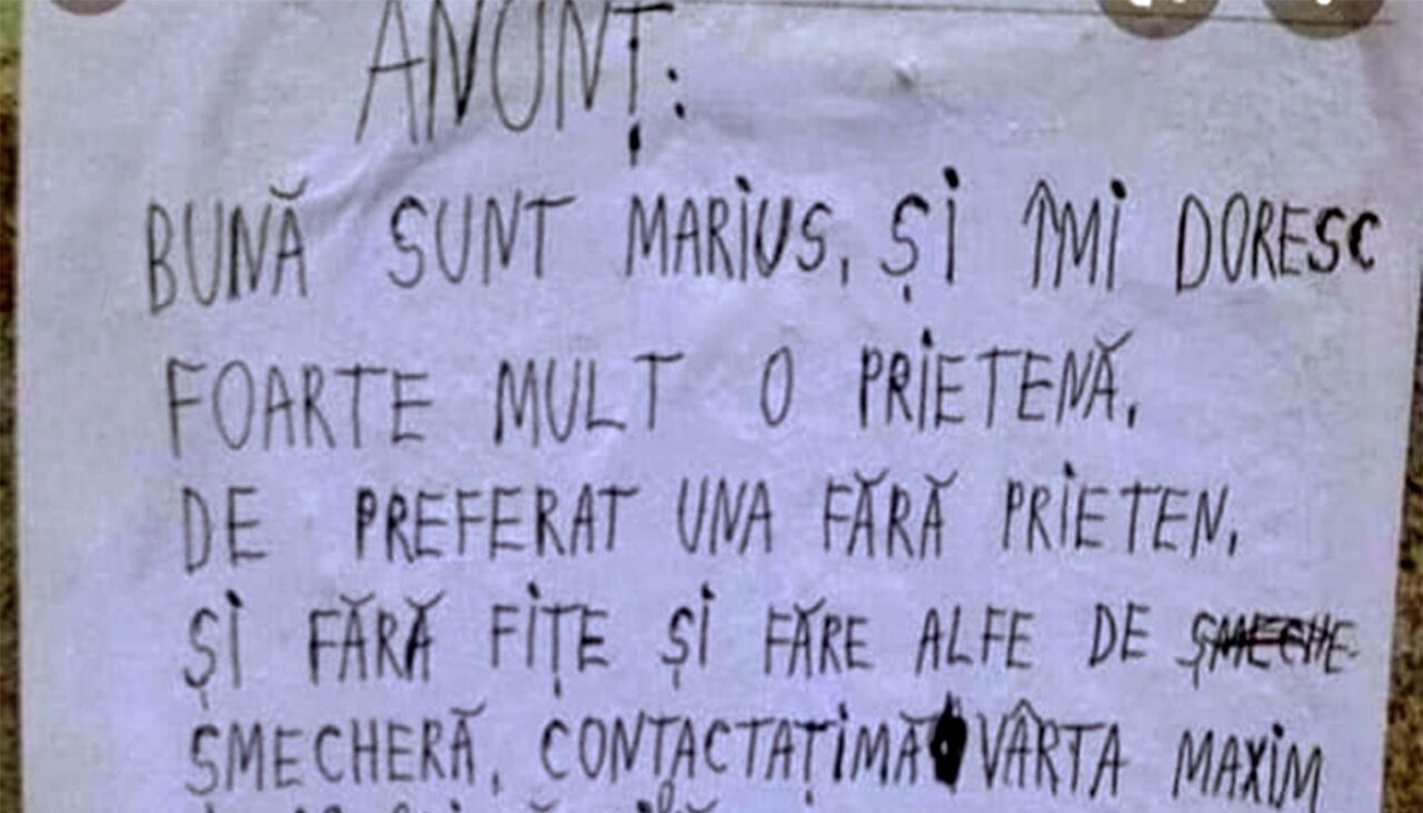 Bancul de luni | „Sunt Marius și îmi doresc foarte mult o prietenă”