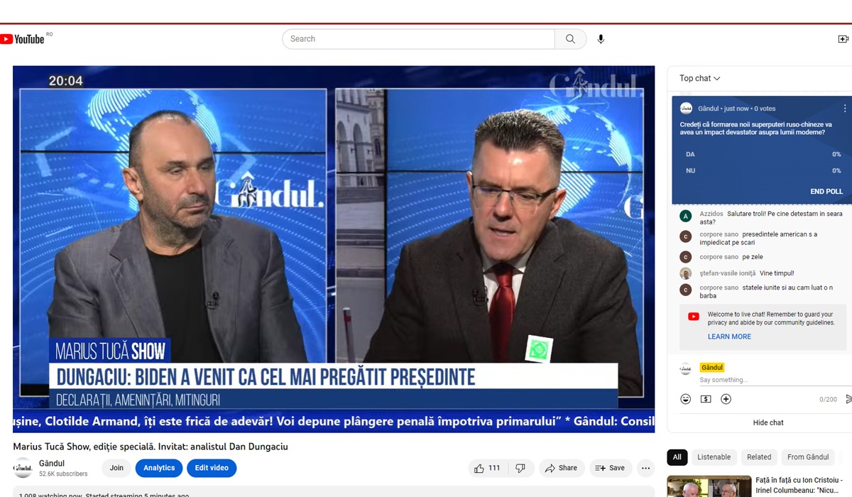 POLL Marius Tucă Show: ”Credeți că formarea noii superputeri ruso-chineze va avea un impact devastator asupra lumii moderne?”