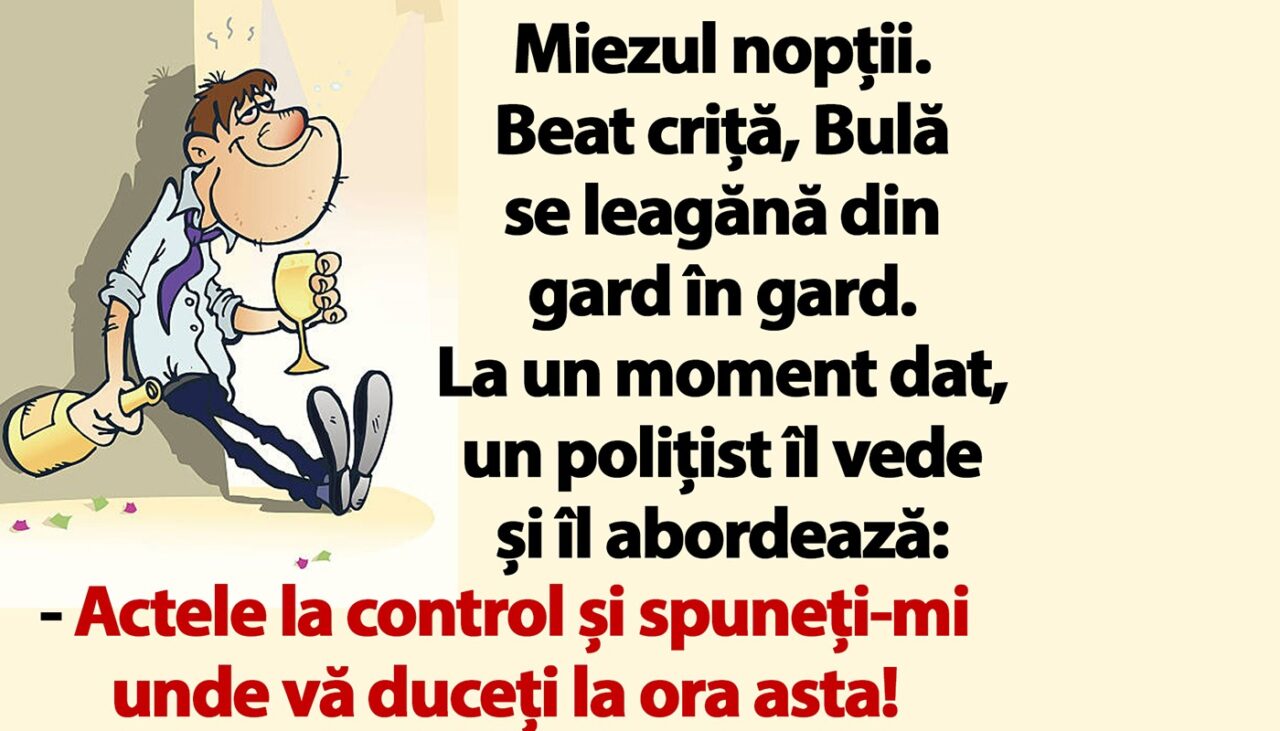 BANC | Miezul nopții. Beat criță, Bulă se leagănă din gard în gard