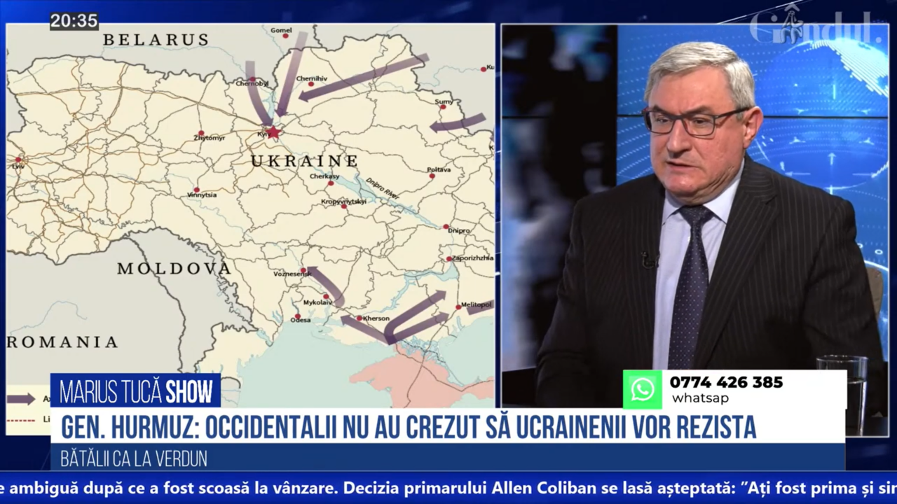 VIDEO | General-maior (R) Paul Hurmuz: „Rușii nu au avut comunicații securizate. Singurul succes a fost cucerirea sudului”