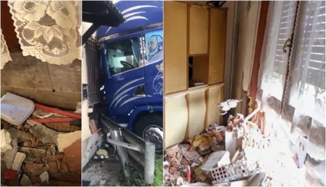 Un șofer român a intrat cu TIR-ul într-o casă din Italia: „Am crezut că e cutremur”