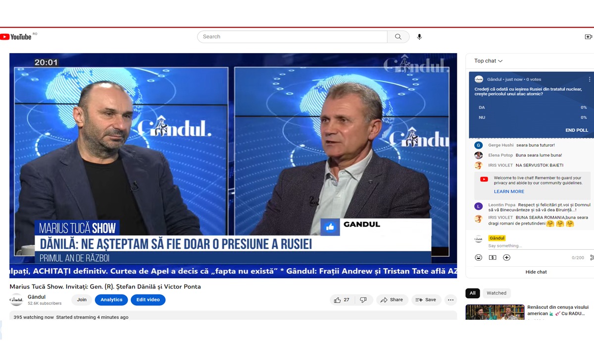 POLL Marius Tucă Show: „Credeți că odată cu ieșirea Rusiei din tratatul nuclear, crește pericolul unui atac atomic?”. Rezultatul e surprinzător 
