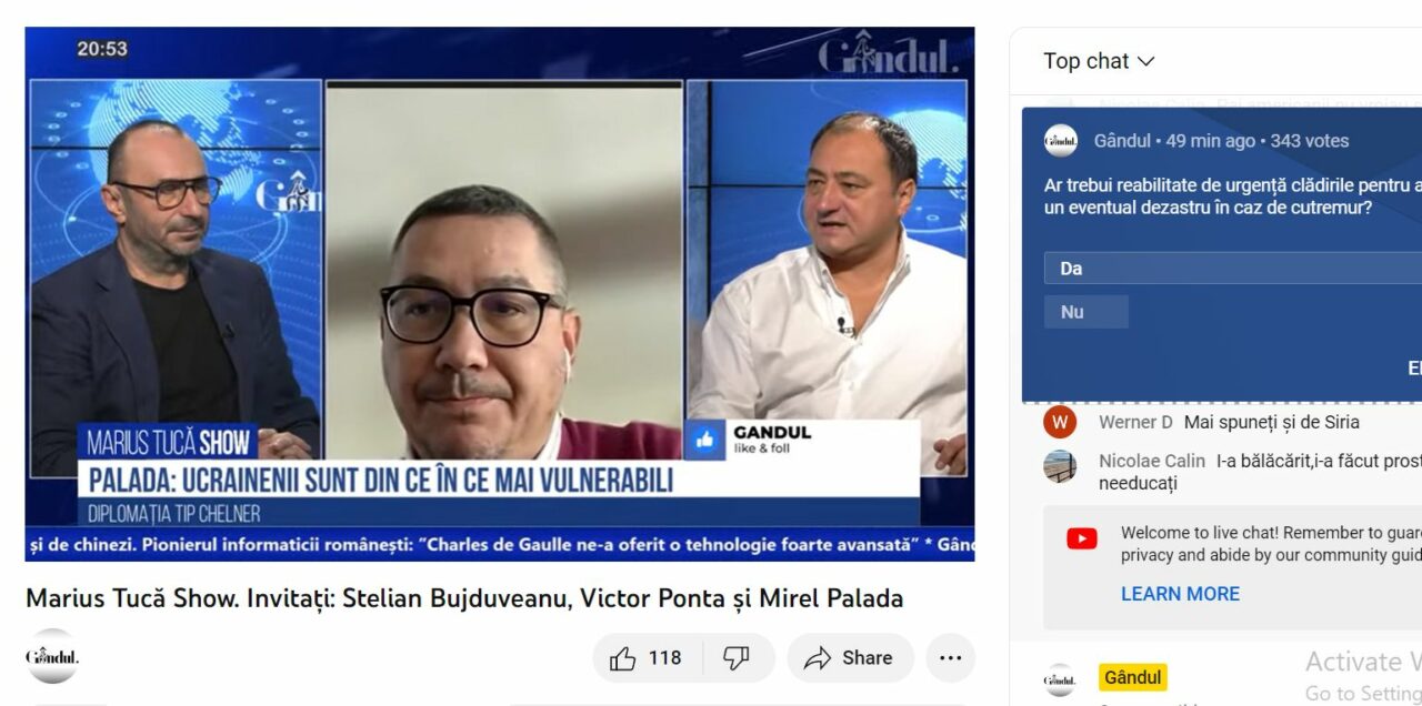 POLL Marius Tucă Show: „Ar trebui reabilitate de urgență clădirile pentru a preveni un eventual dezastru în caz de cutremur?”