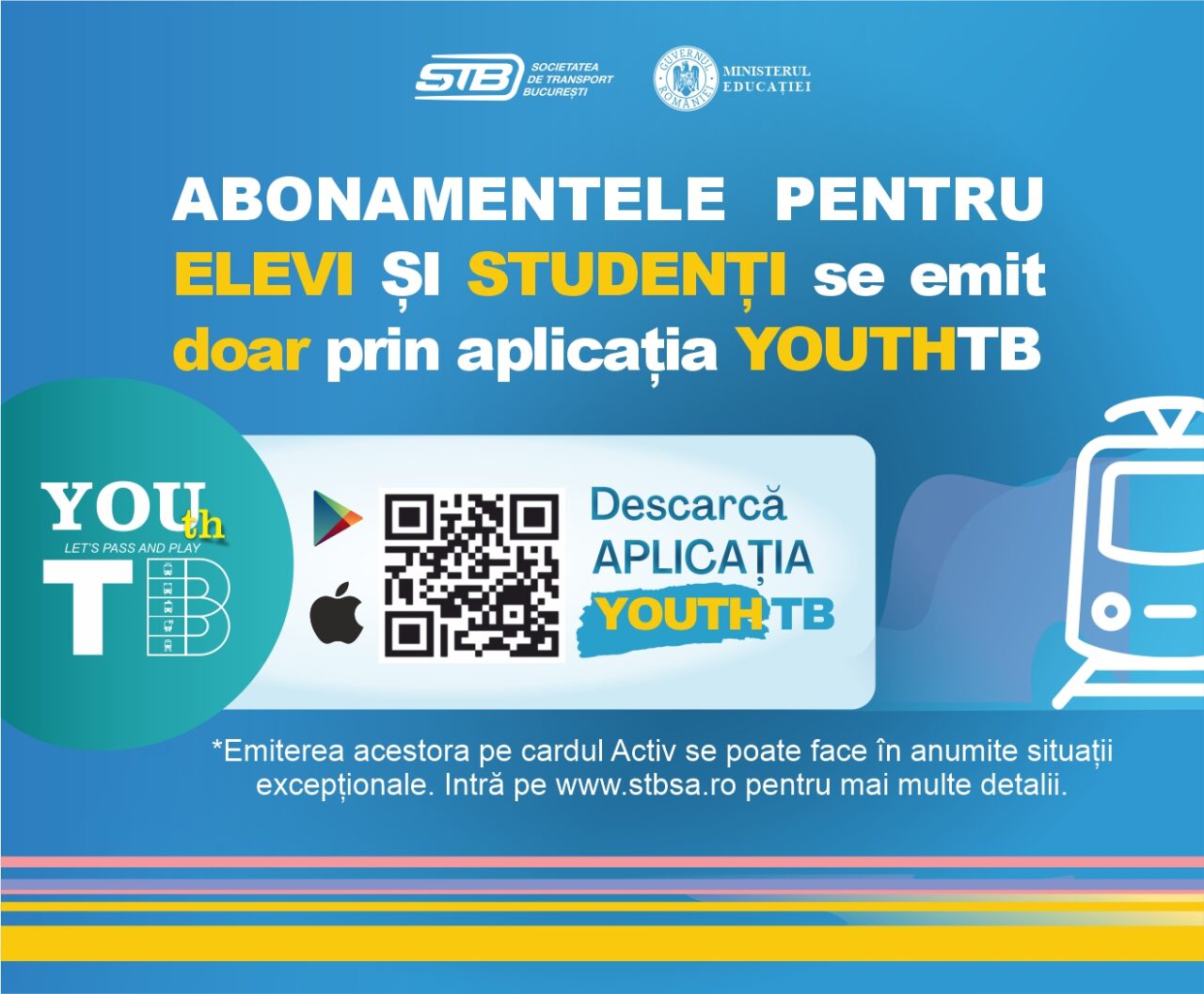 STB: Abonamentele pentru elevi și studenți se emit doar prin aplicația YouthTB