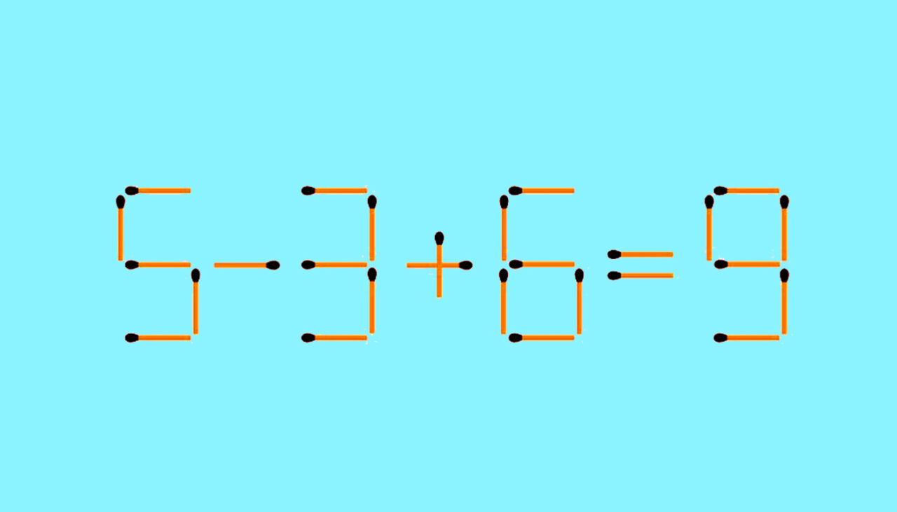 Test de inteligență | Adaugați 1 singur băț de chibrit pentru a corecta egalitatea: 5-3+6=9