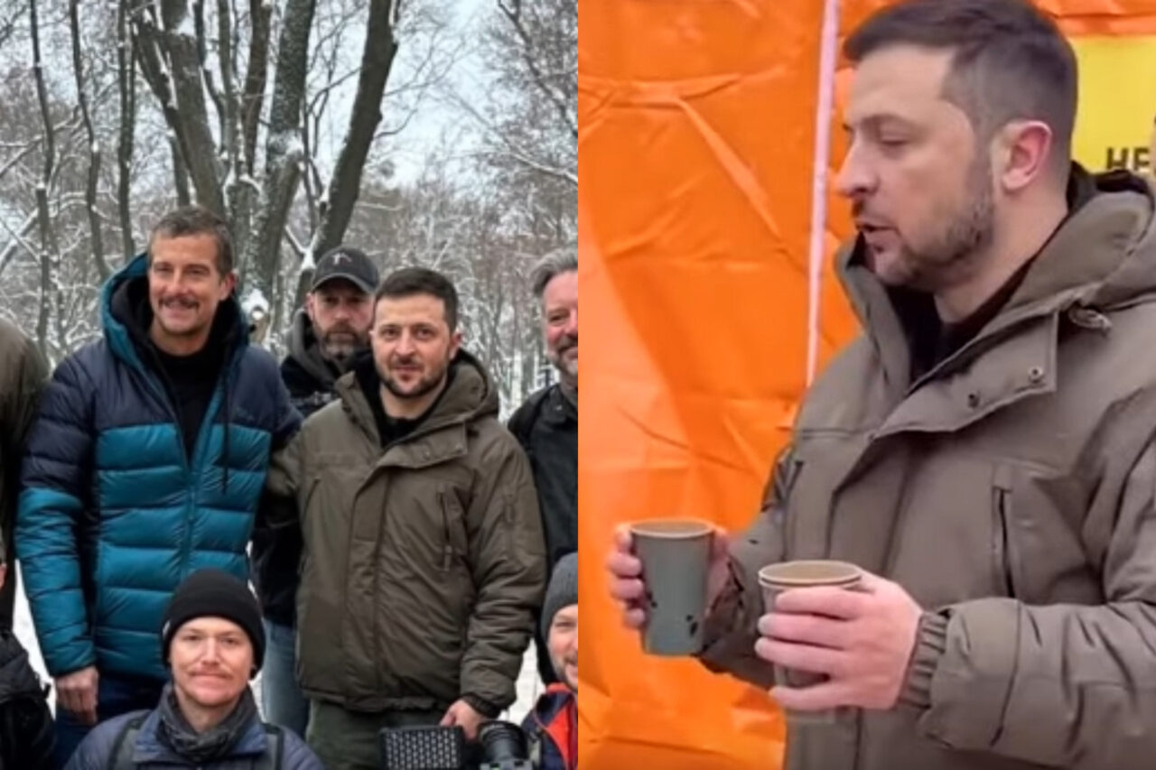 Bear Grylls a vrut să-i ofere o ciocolată lui Zelenski la Kiev. Forțele de securitate au intervenit imediat! „Bine, mușc eu primul…”