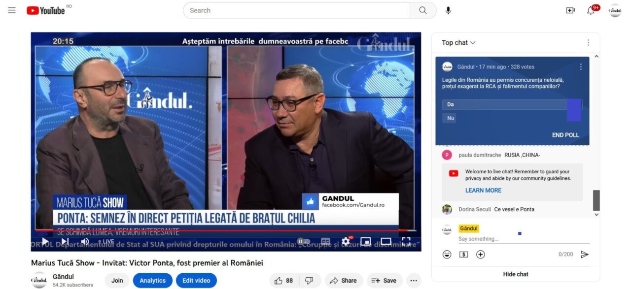 POLL Marius Tucă Show: „Legile din România au permis concurența neloială, prețul exagerat la RCA și falimentul companiilor?”