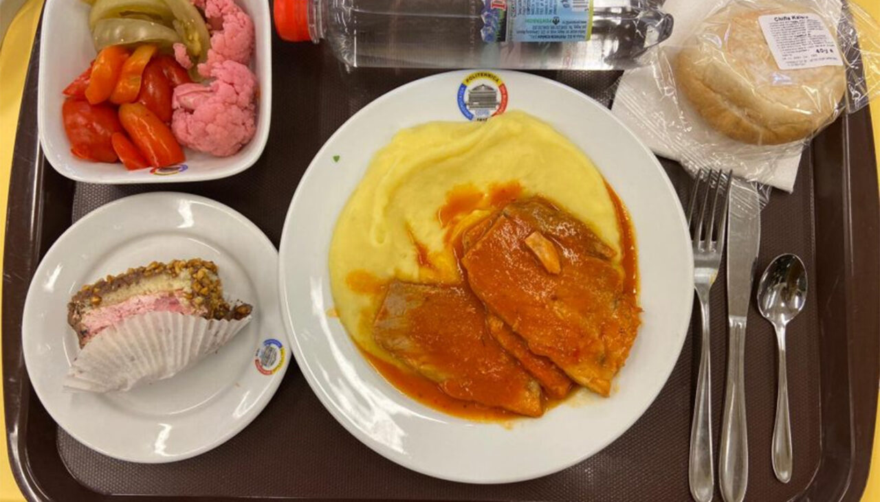 Câți lei a dat o studentă pe o porție de mușchi de porc cu piure, în CANTINA din complexul Leu din București
