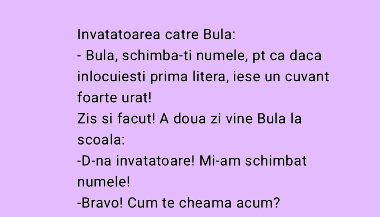 BANC | „Bulă, schimbă-ți numele!”