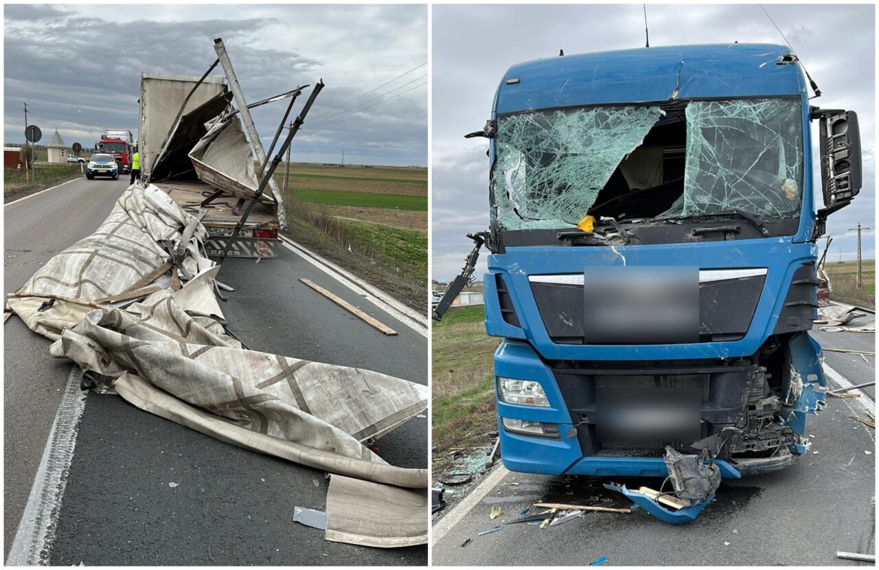 Bărbat rănit, după ce remorca unui camion s-a desprins din cauza vântului!