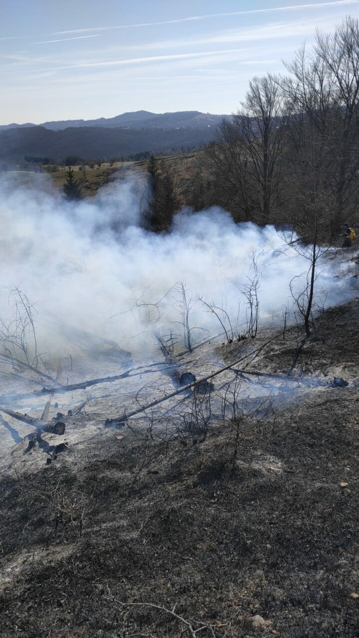FOTO-VIDEO | Incendiu de vegetație în localitatea prahoveană Comarnic. Ard aproxmativ 10 hectare de teren
