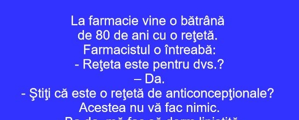 BANC | O bunică de 80 de ani intră în farmacie