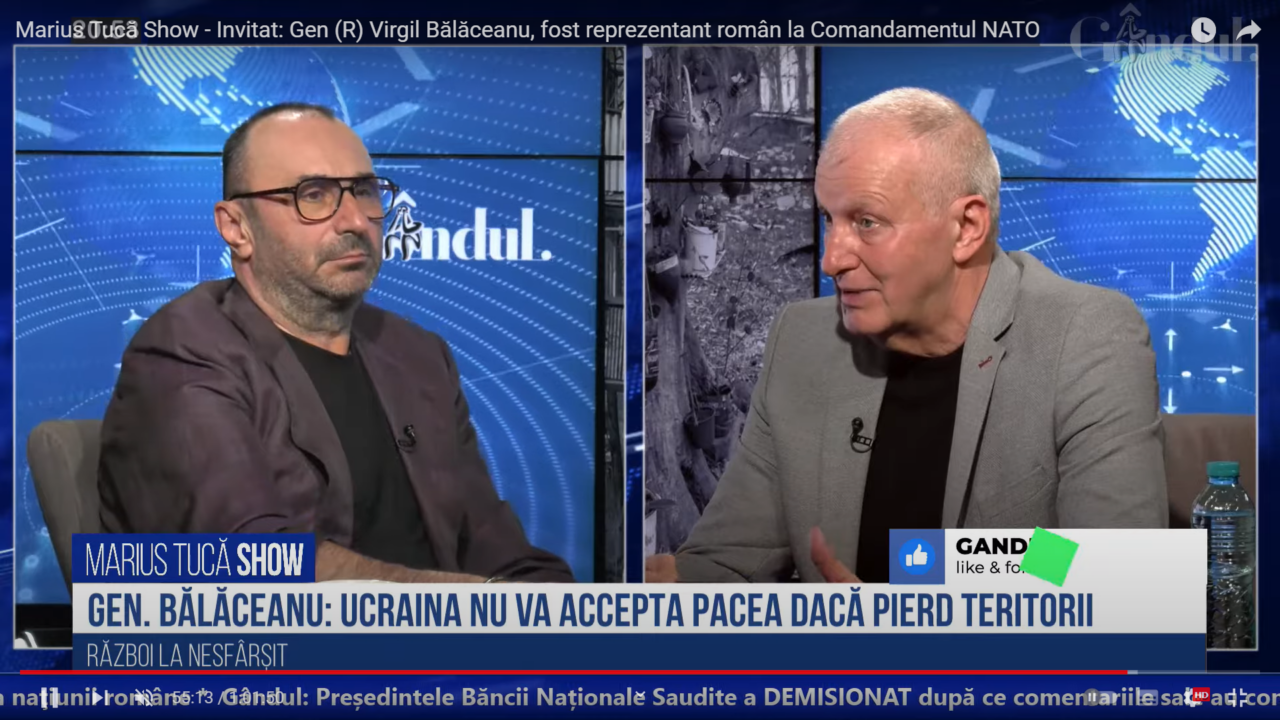 VIDEO | Gen (R) Virgil Bălăceanu: Cucerirea Donețkului poate duce la încetarea focului / Ucraina nu va accepta pacea dacă pierde teritorii