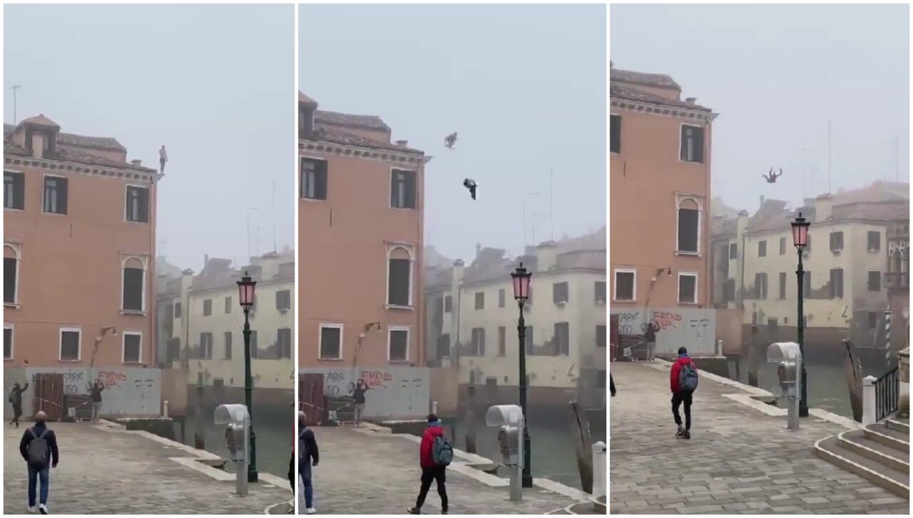 VIDEO | Autorităţile din Veneţia caută un… ”idiot”. Bărbatul a sărit de la etajul trei al unei clădiri într-un canal