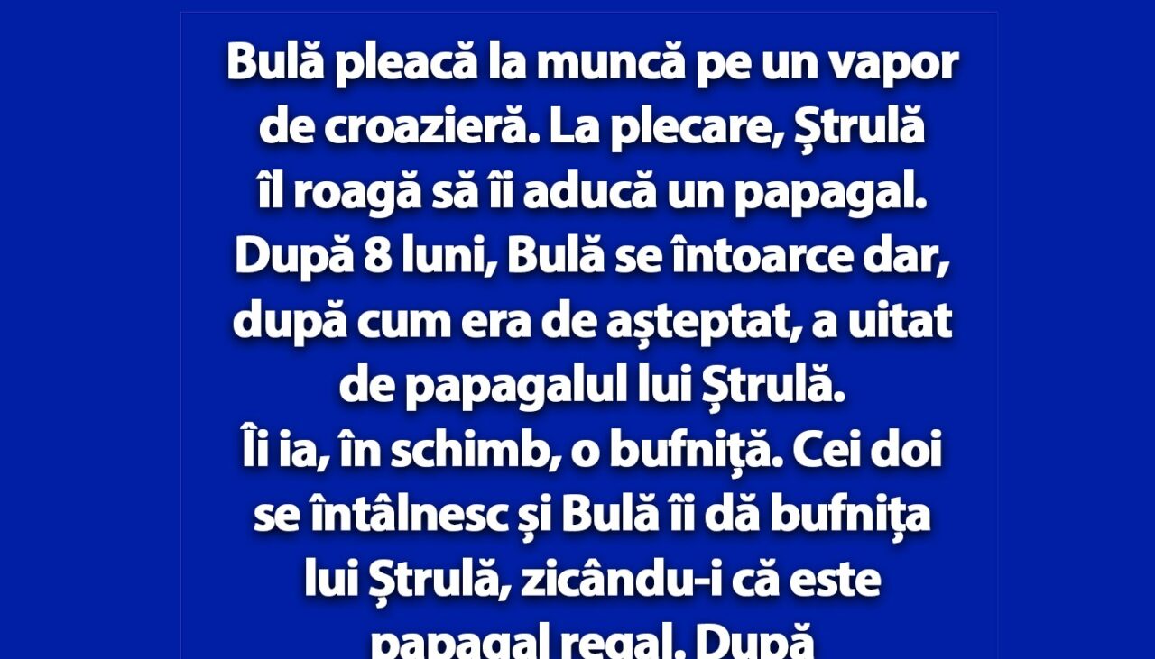 BANC | Bulă, Ștrulă și papagalul CIUDAT
