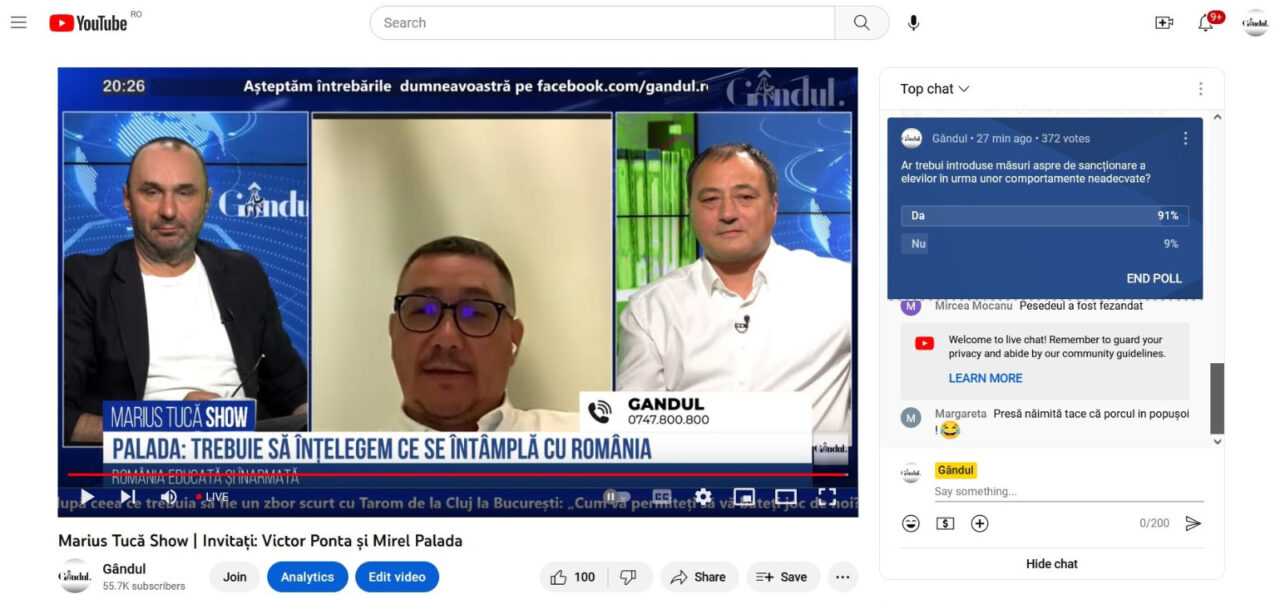 POLL Marius Tucă Show: „Ar trebui introduse măsuri aspre de sancționare a elevilor în urma unor comportamente neadecvate?”