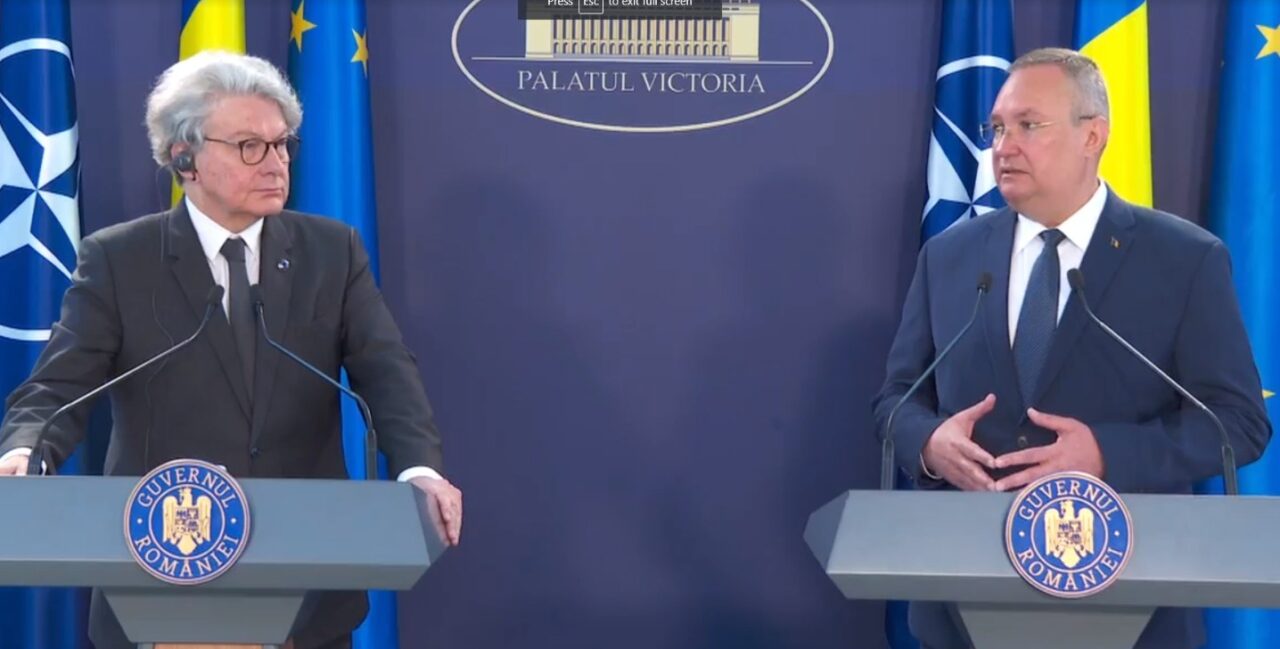 Nicolae Ciucă s-a întâlnit cu Thierry Breton, comisarul european pentru PIAȚĂ INTERNĂ: „Am vorbit despre Ucraina și Moldova, dar și despre Schengen”