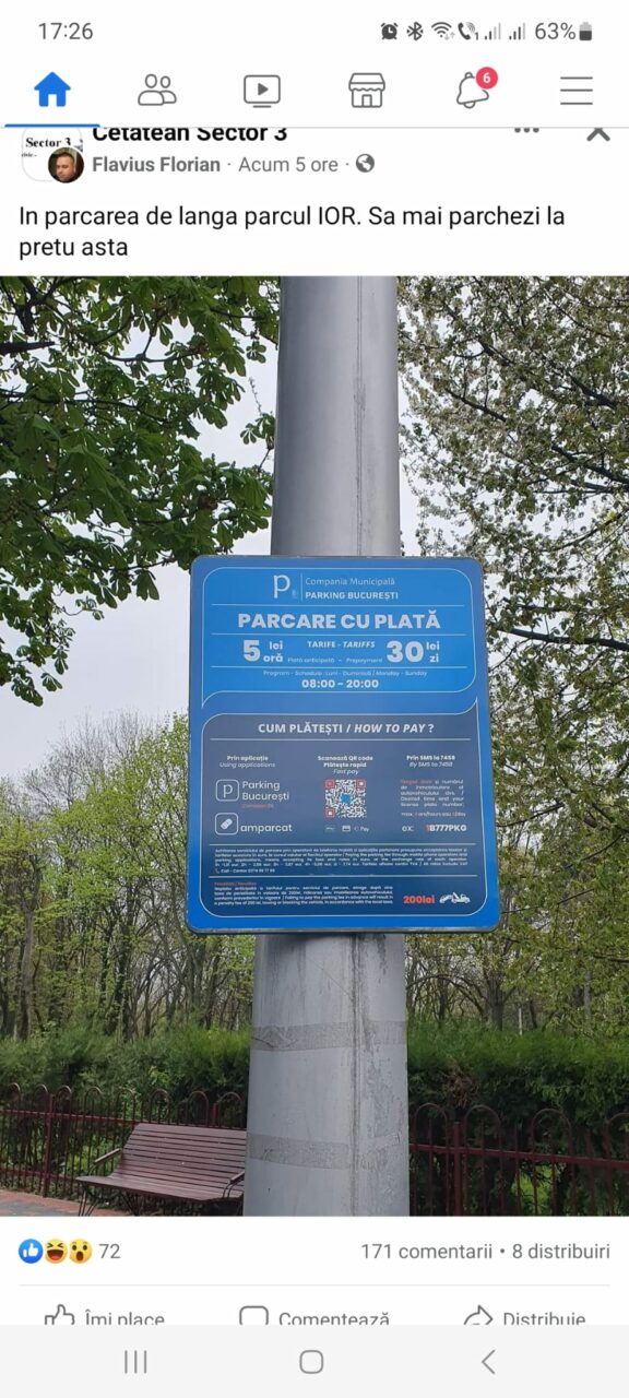 De necrezut! Cât te costă să parchezi O ORĂ lângă Parcul IOR. Au fost amplasate primele indicatoare